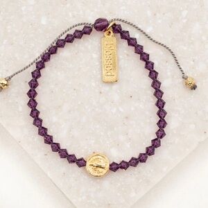 My Saint My Hero Shine Bright Crystal Blessing Purple & Gold Adjustable Bracelet